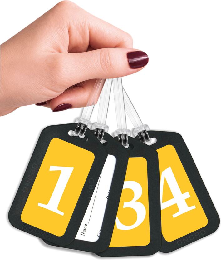 ONCRO 4pc 1 2 3 4 Travel Tags Suitcase Bag Label Airline Backpack Accessory Trolley Luggage Strap, Luggage Tag(Yellow)