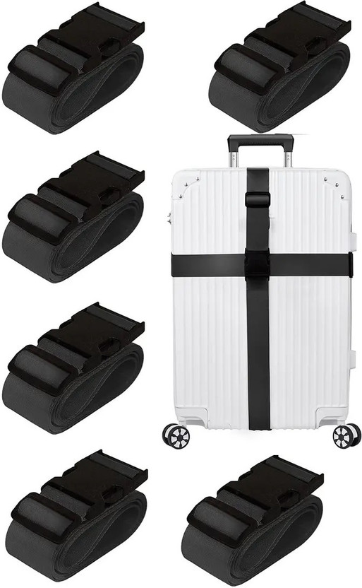 VIDHI 6 Luggage Strap, Luggage Belt for Suitcase & Trolley Bags (2"X180") Adjustable Luggage Strap(Black)