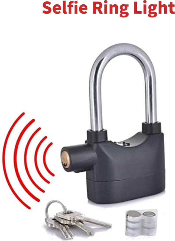 LUTENET Original Alarm Security Lock with Motion Sensor 3 Keys, Metallic finish (Black) Safety Lock(Black)