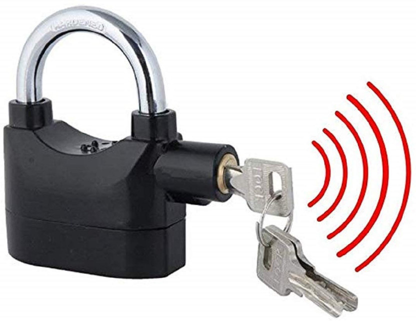 TFG Padlock Siren Alarm Lock Anti Theft Motion Sensor Alarm Lock (Black) Safety Lock(Black)