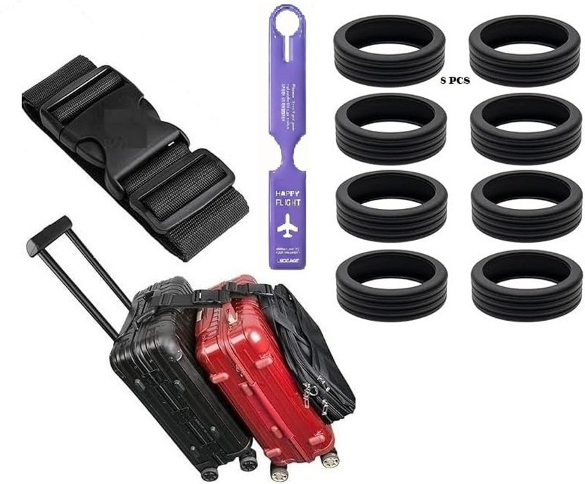 TAPAHPRIYAY TAPAHPRIYAY 1pcs ADD A bag Belt Strap, silicone Name ID, 8 Wheel Cover Luggage Strap, Luggage Tag(Black) - Flipkart Deal