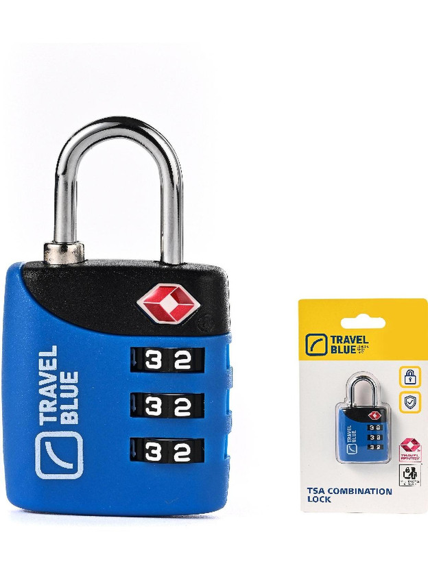 TRAVEL BLUE TSA 3 Dial Combination Lock Safety Lock(Blue)