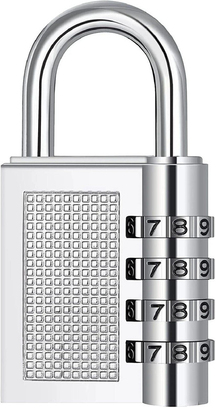SYGA 4 Digit Combination Padlock, Security Padlock, Luggage Travel Locks, Code Lock Safety Lock(Silver)