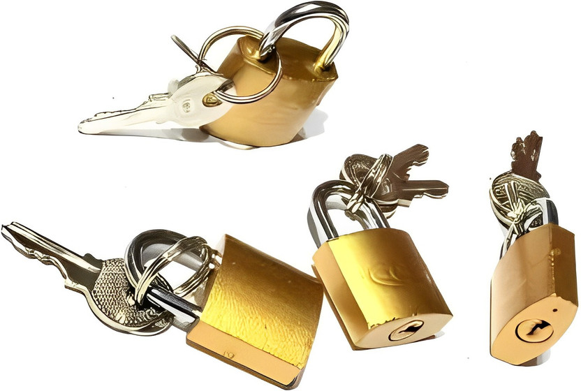 ST LOKHANDWALA Brass Pad Locks Suitcase, Luggage Size 20/25 mm Safety Lock(Gold)