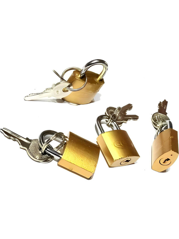 ST LOKHANDWALA Brass Pad Locks Suitcase, Luggage Size 20/25 mm Safety Lock(Gold)
