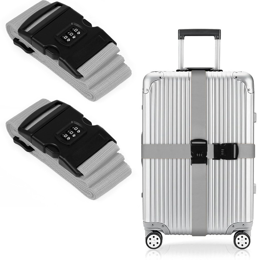 STORITE 2Pack Luggage Belt for Suitcase Trolley Bags with Adjustable Buckle, Number Lock Luggage Strap(Grey)