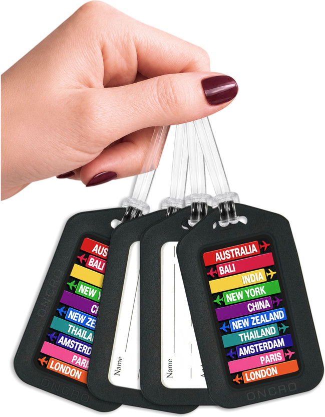 ONCRO 4pc Country Travel Tags Suitcase Bag Label Airline Backpack Accessories Trolley Luggage Strap, Luggage Tag(Multicolor)