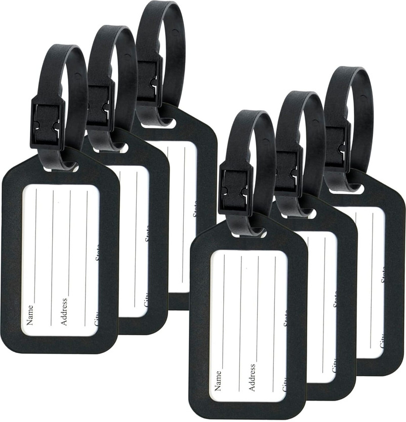 STORITE Luggage Tags with Rubber Strap for Travel , Suitcases, School Bags Luggage Tag, Luggage Strap(Black)