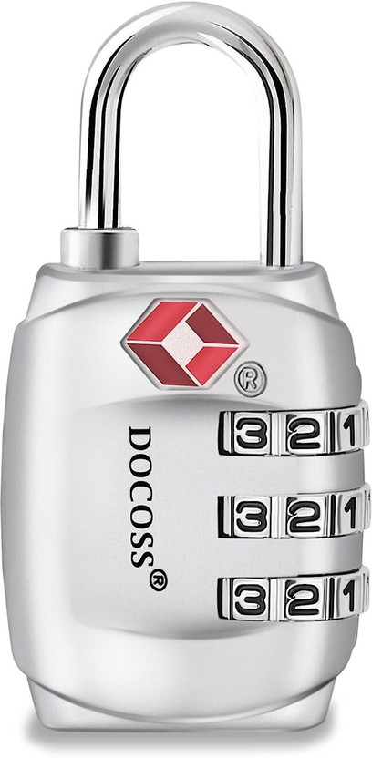 DOCOSS Set of 1 331 Metal TSA Lock for Bag/TSA Lock Number Password Travel Lock Safety Lock(Silver)