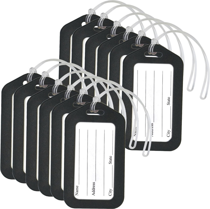 SNDIA 12 Pack Smart Tags for Travel Suitcases,School for Easily Identification of Bags Luggage Tag(Black)