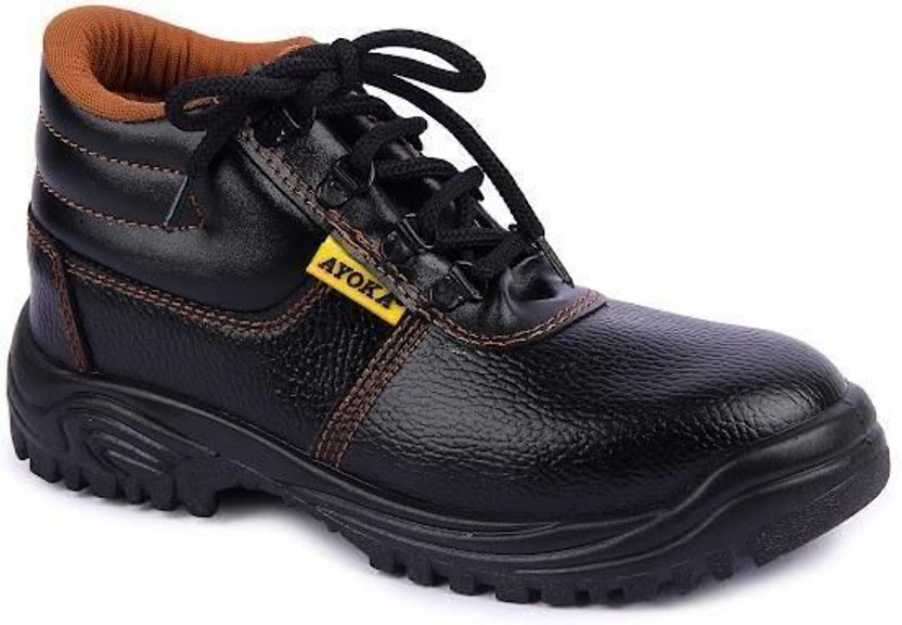 Ayoka Steel Toe Synthetic Leather Safety Shoe(Black, S1, Size 9)