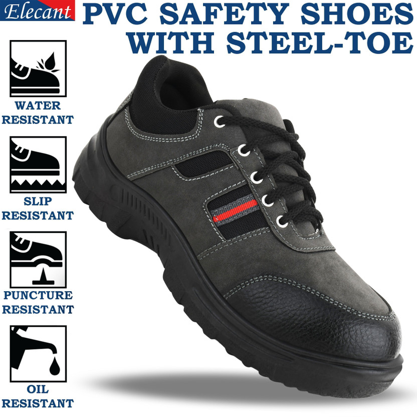 Elecant Steel Toe Synthetic Leather Safety Shoe(Grey, S1, Size 6)