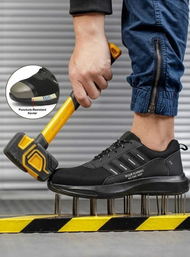 Posewalk Posewalk Steel Toe Mesh Safety Shoe(Black, S2, Size 10) - Flipkart Deal