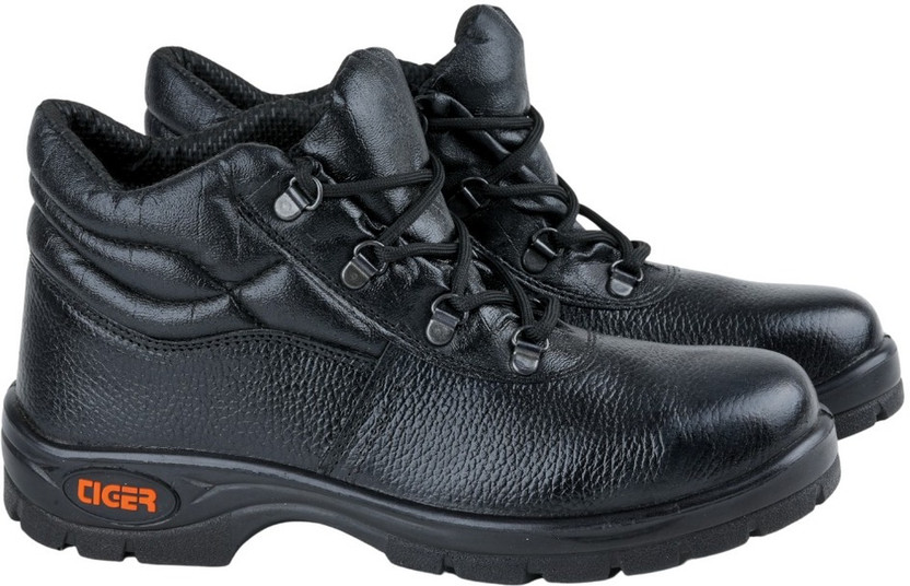 Mallcom Tiger Steel Toe Genuine Leather Safety Shoe(Black, S1, Size 8)