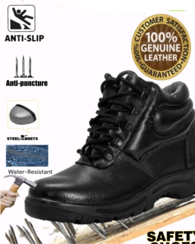 UNISIP Steel Toe Leather Safety Shoe(Black, S1P, Size 8)