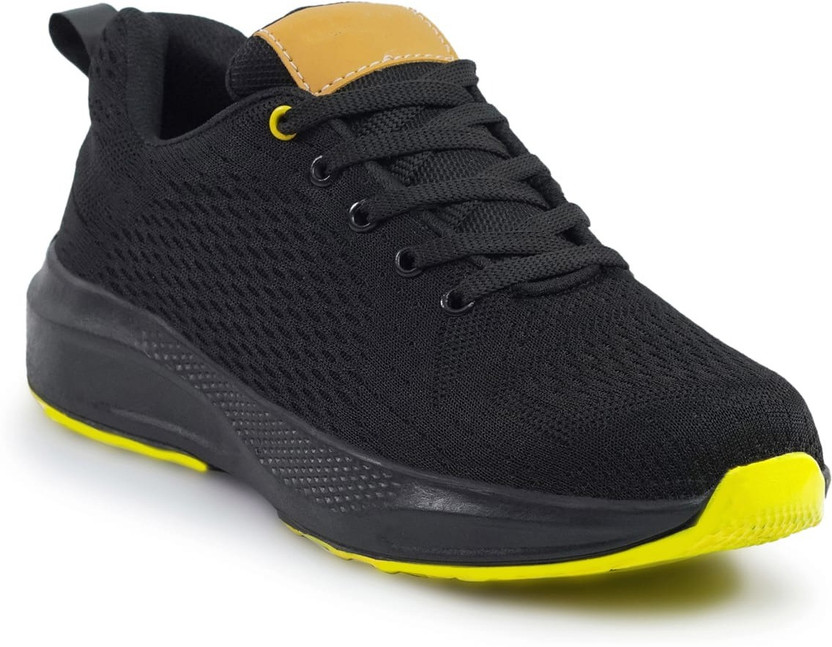 lucystores Steel Toe Artificial Leather Safety Shoe(Black, Yellow, S2P, Size 6)