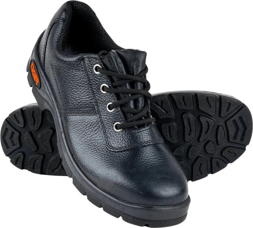 TIGER Steel Toe Genuine Leather Safety Shoe(Black, S1, Size 7)