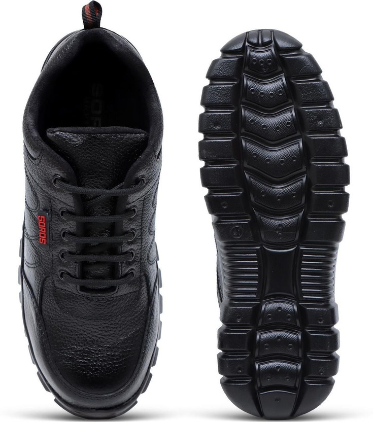 SOROS Steel Toe Genuine Leather Safety Shoe(Black, S1, Size 8)