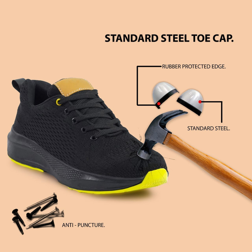 lucystores Steel Toe Artificial Leather Safety Shoe(Black, S2P, Size 7)