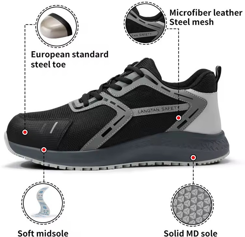 Berkins Steel Toe Mesh Safety Shoe(Black, S1, Size 10)