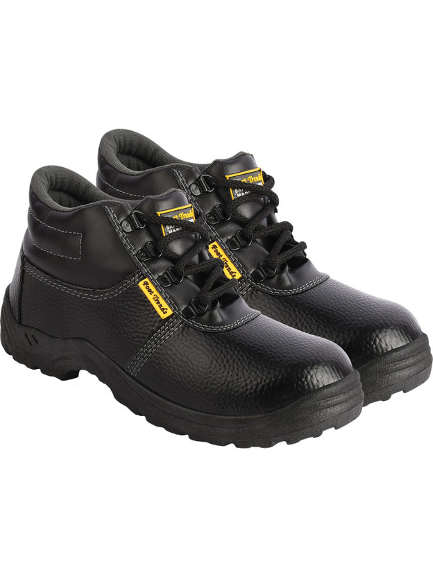 FOOT TRENDS PVC Safety shoes with steel toes for industrial, construction and warehouse use For Men(Black , 9)