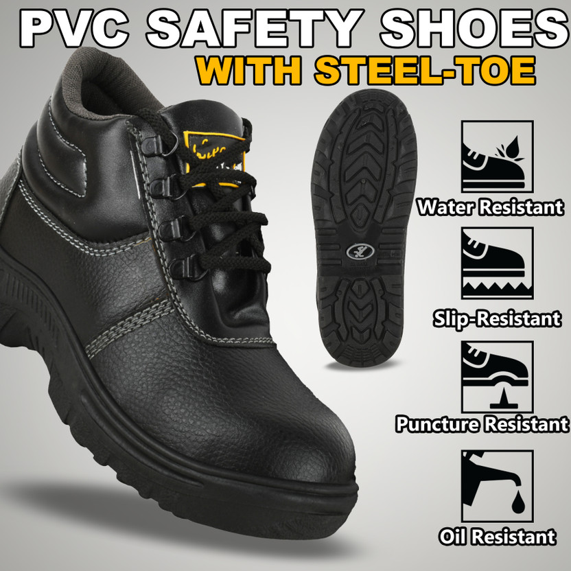 Kizashi Steel Toe Synthetic Leather Safety Shoe(Black, S1, Size 11)