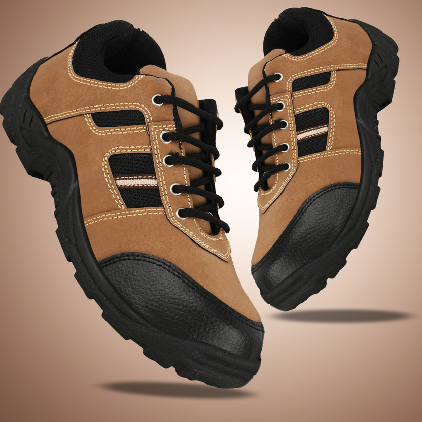 Xellent Steel Toe Synthetic Safety Shoe(Tan, S1, Size 8)