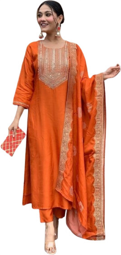 Klosia Embroidered Kurta, Trouser/Pant & Dupatta Set