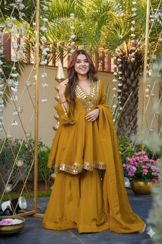 mahakali Embellished Kurta, Sharara & Dupatta Set