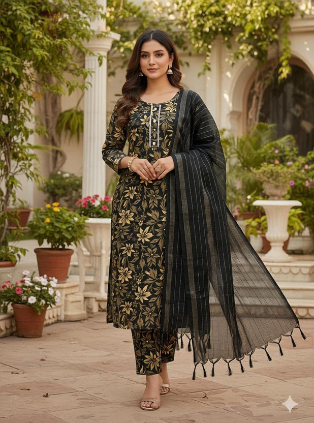 RICF RICF ROYALS INDIA FASHION COLLECTION Floral Print Kurta, Trouser/Pant & Dupatta Set - Flipkart Deal