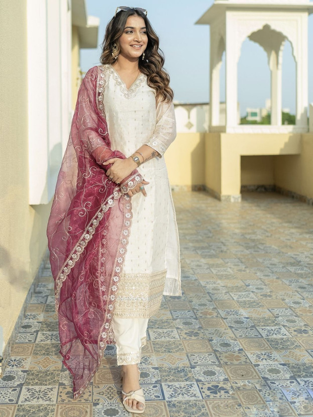 VredeVogel VredeVogel Embroidered Kurta, Trouser/Pant & Dupatta Set - Flipkart Deal