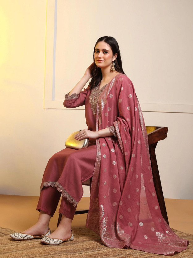 New New Ethnic 4 You Embroidered Kurta, Salwar & Dupatta Set - Flipkart Deal