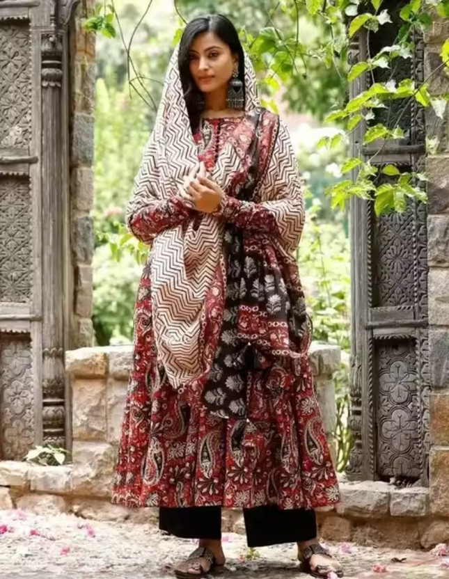 UV FAB Printed Anarkali Kurta, Bottom & Dupatta Set