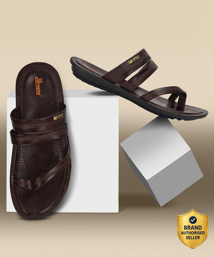 Paragon PUK2224G Men's Slip-on Brown Sandals for Men | Comfortable Sole(Brown ,6) Men Flats(Brown , 6)