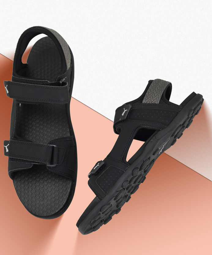 puma men black sandals