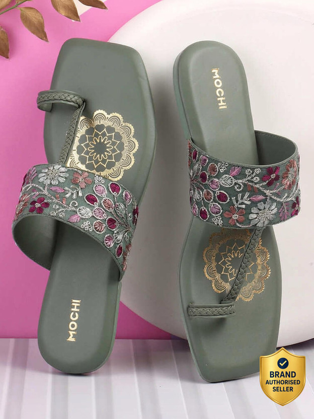 MOCHI MOCHI EmbroideredOneToe Women Flats(Green , 3) - Flipkart Deal