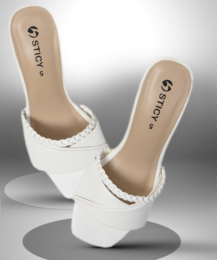 STICY Women Heels(White , 3)