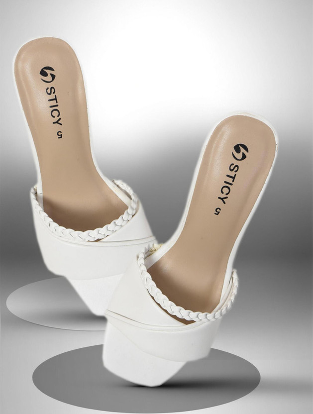 STICY Women Heels(White , 6)