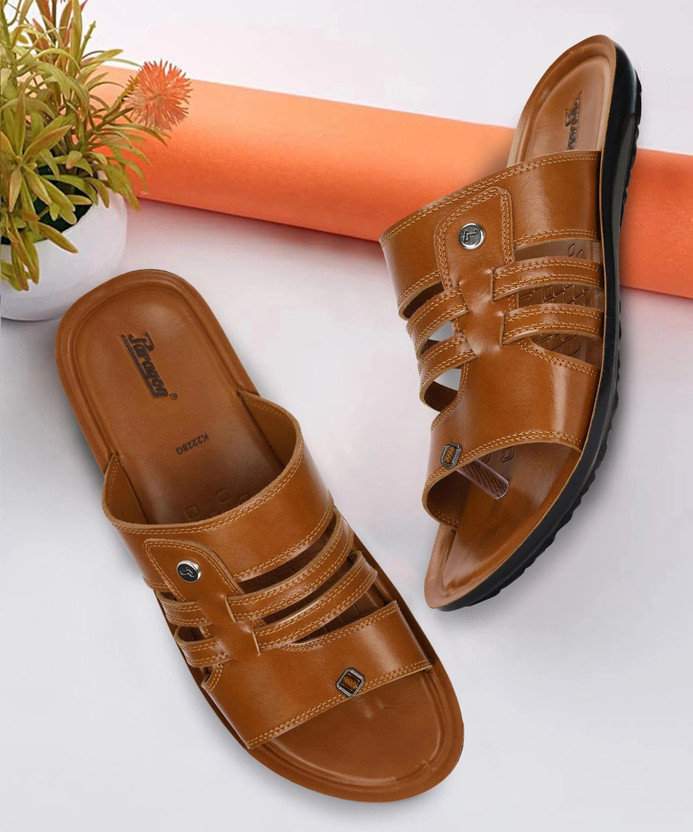 Paragon Paragon PUK2228G Men's Slip-on Tan Sandals for Men | Comfortable Sole & Durable Men Sandals(Tan , 6)