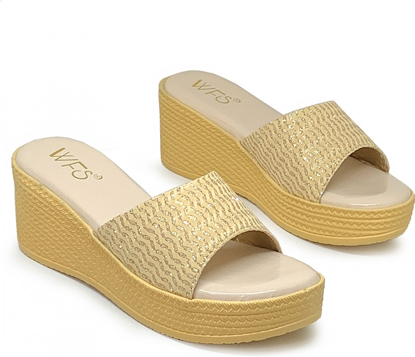 WFS Women Heels(Gold , 8)