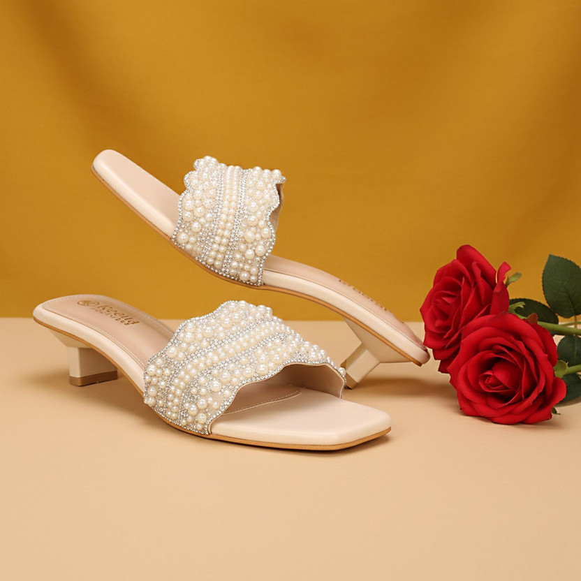 reena footwear Women Heels(Beige , 8)