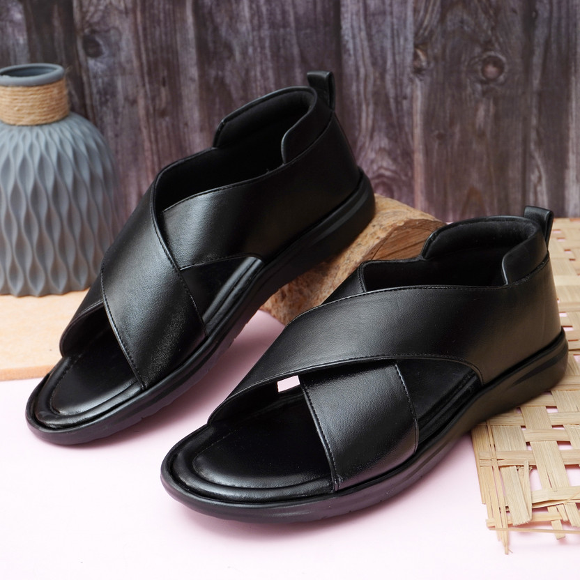 JEMOKI Men Sandals(Black , 10)