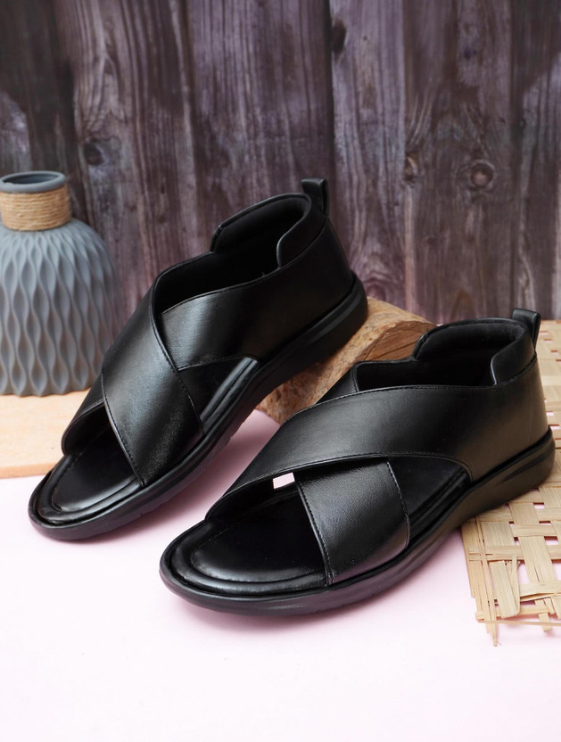 JEMOKI Men Sandals(Black , 7)