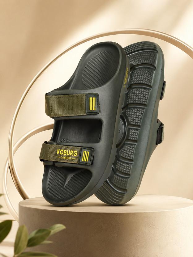 Koburg Nexa Men's Sandals| Comfortable | Extra Soft Slide| Lightweight |EVA Sole KF-464 Men Sandals(Olive , 9)