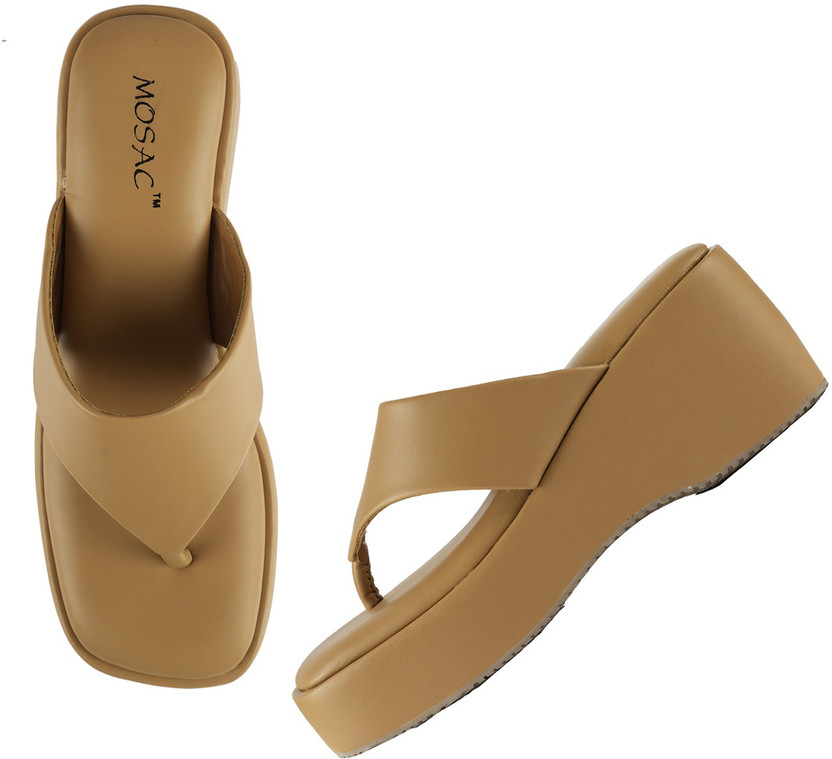 MOSAC Women Heels(Beige , 4)