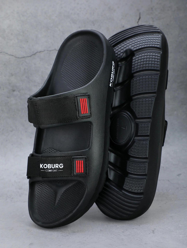 Koburg Nexa Men's Sandals| Comfortable | Extra Soft Slide| Lightweight |EVA Sole KF-464 Men Sandals(Black , 6)