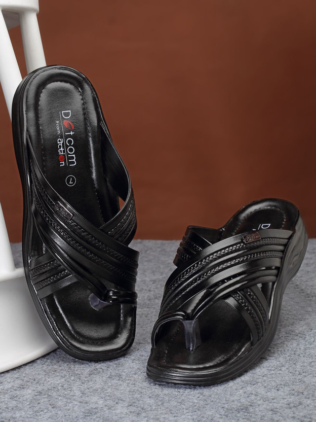 action DOTCOM 3317 Classic Comfortable Retro Durable Casual Slip-On Men Sandals(Black , 10)