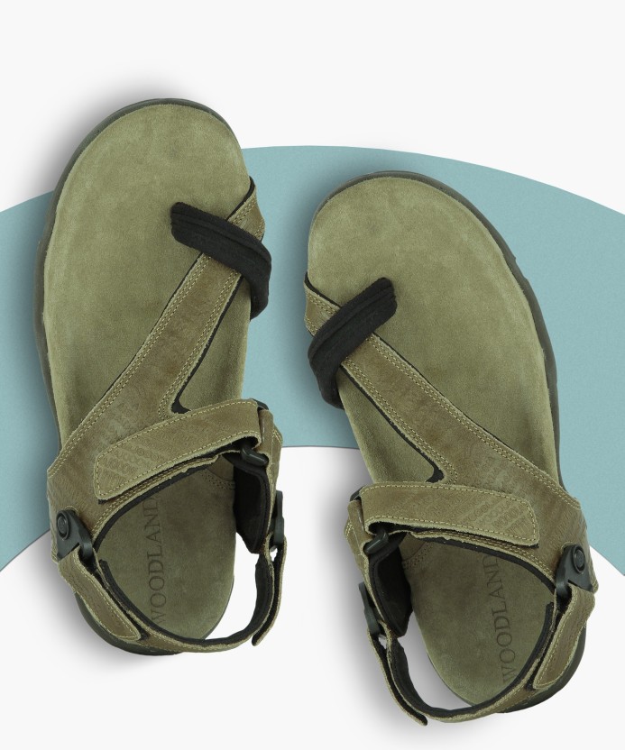 woodland men's khaki leather slippers