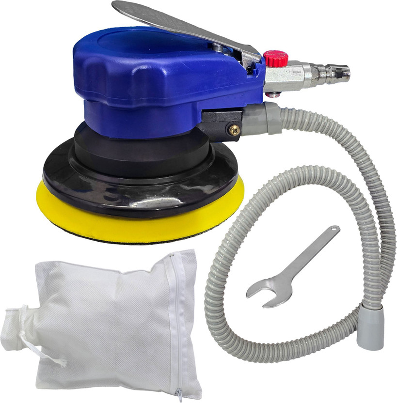 Digital Craft 5" (125mm) Pneumatic Random Orbital Sander with Hose & Suction Bag for Fine Finishing on Wood, Metal & Fiberglass, Lightweight Air Sander for Workshop Use 5 inch Random Orbital Sander