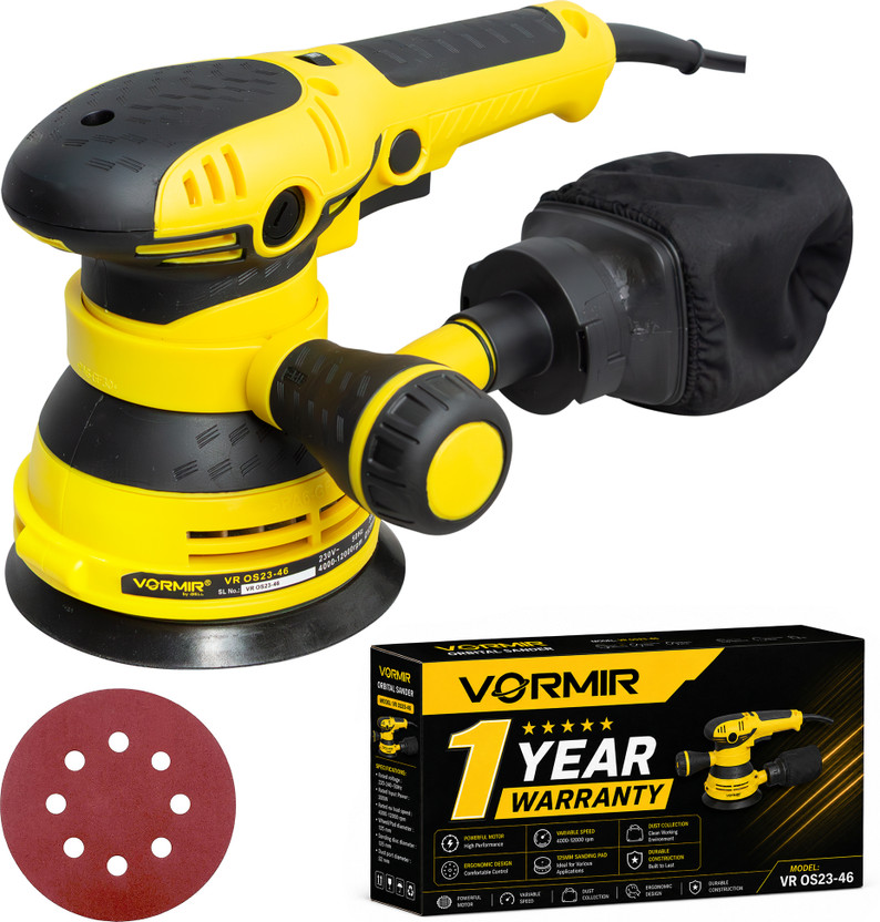 iBELL VORMIR VR OS23-46 Orbital Sander, 300W, Copper Armature, 125mm Disc, 12000RPM, Variable Speed,Dust Collection – Corded Electric Sanding Machine for Wood,Metal, 5 inch Random Orbital Sander